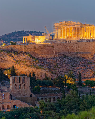 Athens Greece, Parthenon and Acropolis scenic viewのeditorial素材