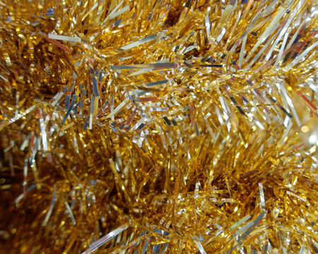 golden garlands closeup, festive background