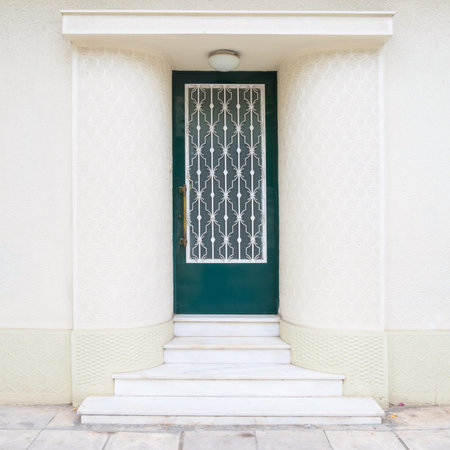 elegant house entrance door, Athens Greeceの写真素材