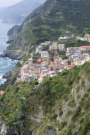 View of Riomaggiore, at the Cinque Terre in Italy