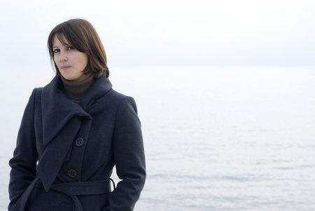 Portrait of serious young womanの写真素材