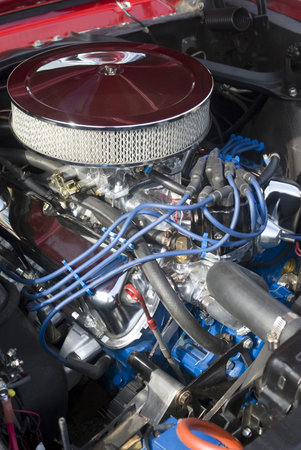 Close up of a vintage car engine