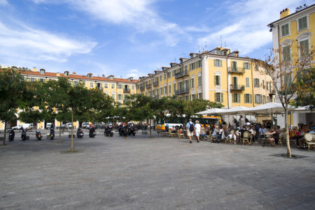 Nice, France  September 28, 2012:  Place Garibaldi - landmark of the old townのeditorial素材