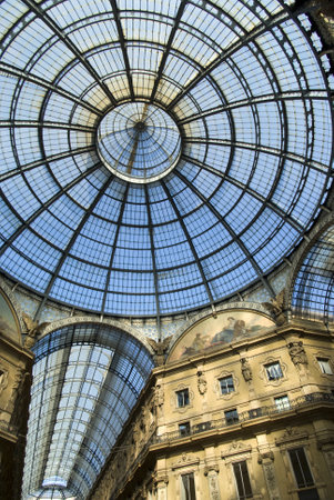 Milan, Italy  October 20, 2012: Glass ceiling in Vittorio Emanuele gallery のeditorial素材