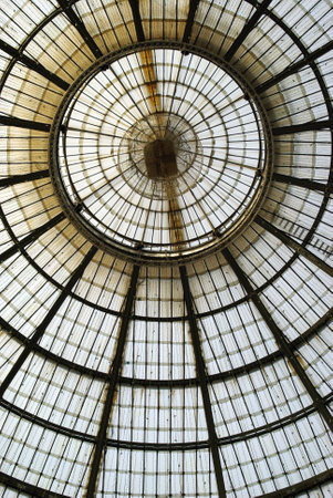 Milan, Italy  February 2, 2010:  Glass ceiling in Vittorio Emanuele galleryのeditorial素材