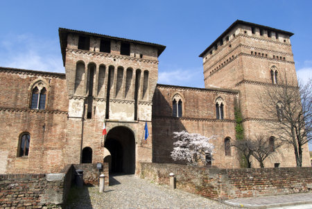 Pandino, Italy - April 10, 2013: Visconti Castle in the Italian region Lombardyのeditorial素材