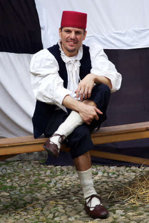 Participant of medieval costume partyの写真素材