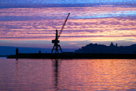 Italian Riviera - Sunset in clouds skyの写真素材