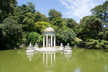 Park of Villa Pallavicini in Genoa, Italyのeditorial素材