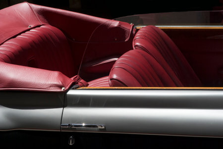 Imperia, Italy  June 7, 2014  Close up detail of a classic car cruising on the road in Imperia during raid of vintage cars  のeditorial素材