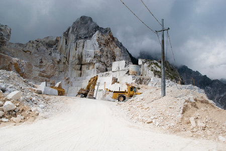 Marble quarry site in Carrara, Italyの写真素材