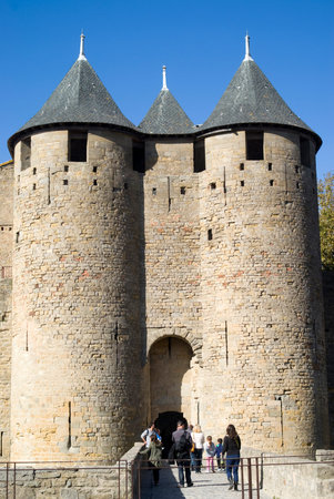 Carcassonne, France - October 24, 2014. The Fortified city of Carcassonneのeditorial素材