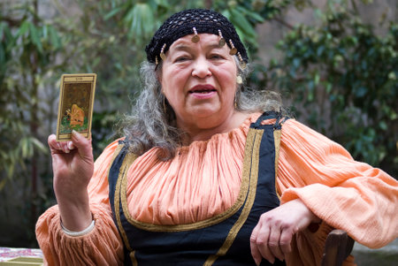 Taggia, Italy. February 27, 2011. A female gypsy fortune teller participant the medieval costume partyのeditorial素材