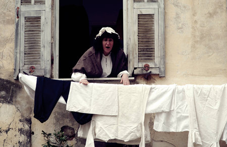 Taggia, Italy. February 27, 2011. Participant the medieval costume partyのeditorial素材