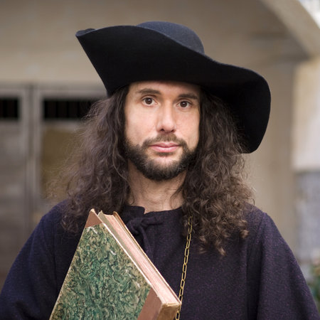 Taggia, Italy. March 1, 2015. Portrait of participant the medieval costume partyのeditorial素材