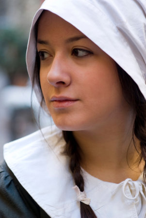 Taggia, Italy. March 1, 2015. Portrait of participant the medieval costume partyのeditorial素材