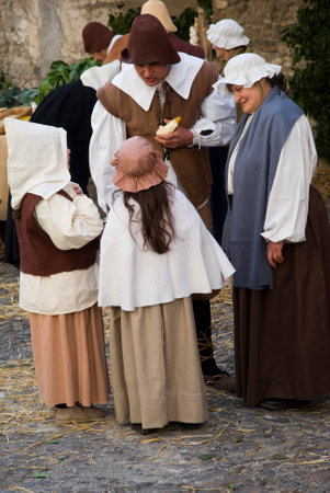 Taggia, Italy. March 1, 2015. Participants the medieval costume partyのeditorial素材