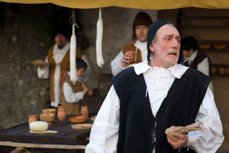 Taggia, Italy. March 1, 2015. Participant the medieval costume party