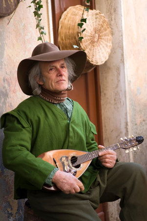 Taggia, Italy. March 1, 2015. Participant the medieval costume partyのeditorial素材