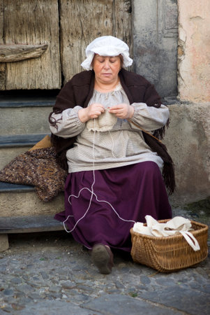 Taggia, Italy. March 1, 2015. Participant the medieval costume partyのeditorial素材