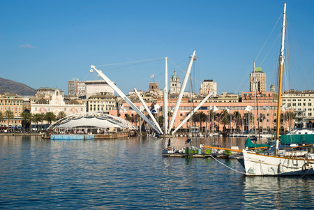 View of Genoa from the seaの写真素材