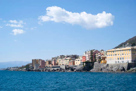 Panorama of Nervi from the sea, Genoa-Italyの写真素材