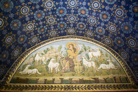 Good Shepherd Mosaic, Mausoleum of Galla Placidia, Ravenna, Italyのeditorial素材