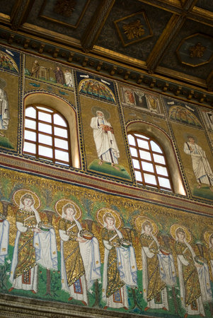 Mosaics the New Basilica of Saint Apollinaris. Ravenna, Italyのeditorial素材