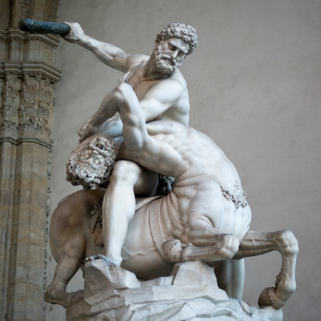 Statue of Heracles killing the Centaur by Giambologna, 1599, Florenceのeditorial素材
