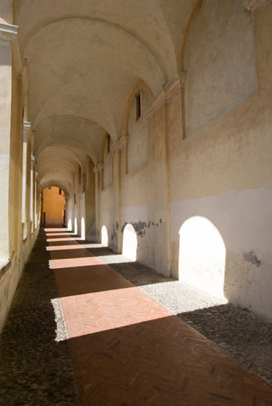 Imperia, Italy - September 20, 2015: St. Clare Arcade in Parasio, the old town of Imperia, Liguria region of Italyのeditorial素材