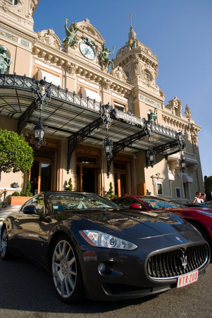 Monte Carlo, Principality of Monaco - August 1, 2012: Front view of the famous Grand Casino in Monte Carloのeditorial素材