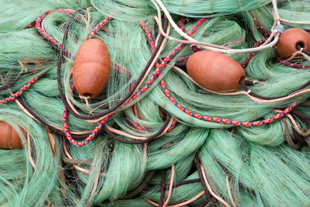 Fishing nets and floatsの写真素材