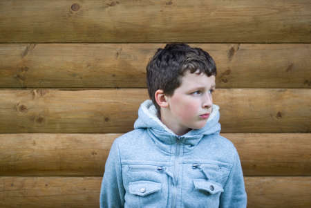 Unhappy little boyの写真素材