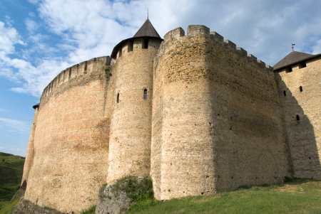 Khotyn, Ukraine - May 22, 2016: The Khotyn Fortress located on the right bank of the Dniester River in Khotyn town, of western Ukraineのeditorial素材