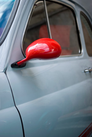 Imperia, Italy - April 24, 2016: Close up detail of Fiat 500 parked in a street in Imperia During the raid of vintage carsのeditorial素材