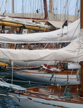 Imperia, Italy - September 10, 2016: Sailboats moored in the harbor old style Imperia During stages...
