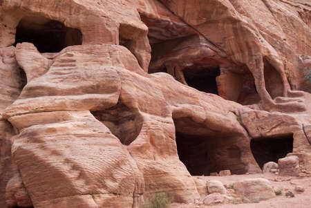 Carved caves. Archaeological site of Petra, Jordanの写真素材