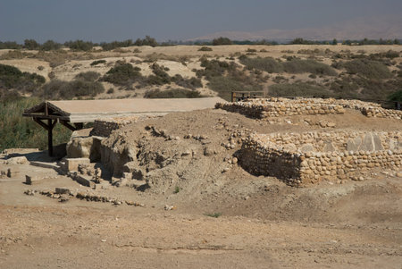 Archeological ruins in the Baptism Site on the Jordan River, Jordan