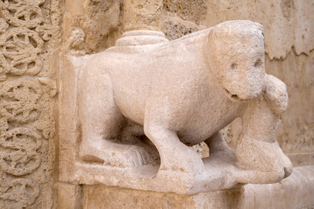 Lion statue at Matera Cathedral, Basilicata region, Italyの写真素材