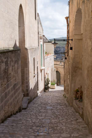 Italian narrow street. Matera. UNESCO World Heritage Siteの写真素材
