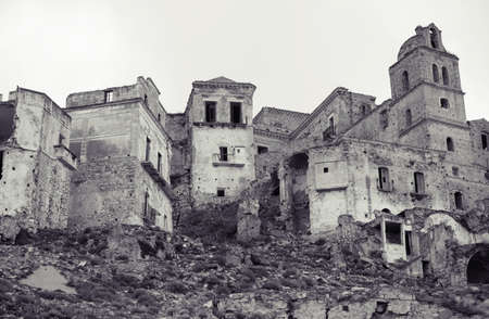 Craco ghost town, Province of Matera,  Southern Italian region of Basilicataの写真素材