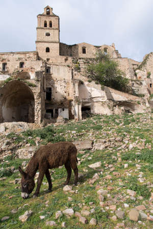 Craco ghost town, Province of Matera,  Southern Italian region of Basilicataの写真素材
