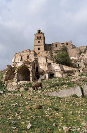 Craco ghost town, Province of Matera,  Southern Italian region of Basilicataの写真素材