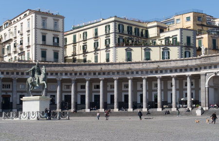 Naples, Italy - March 28, 2017: Plebiscito Square is a large public square in central Naples, Italyのeditorial素材