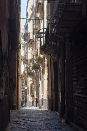 Naples, Italy - March 28, 2017: Street in historic center of Naples, Italyのeditorial素材
