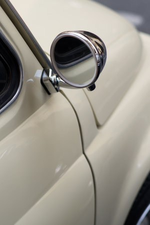 Imperia, Italy - April 23, 2017: Close up detail of FIAT 500 parked in a street in Imperia during raid of vintage carsのeditorial素材
