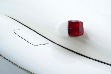 Imperia, Italy - July 30, 2016: Close up detail of a Classic car cruising on the road in Imperia during raid of vintage carsのeditorial素材