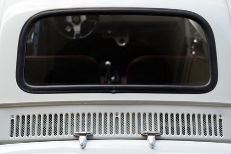 Imperia, Italy - April 23, 2017: Close up detail of FIAT 500 parked in a street in Imperia during raid of vintage carsのeditorial素材