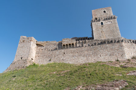 The Rocca Maggiore, or the Fortress of Assisi, Italy, Umbria regionのeditorial素材