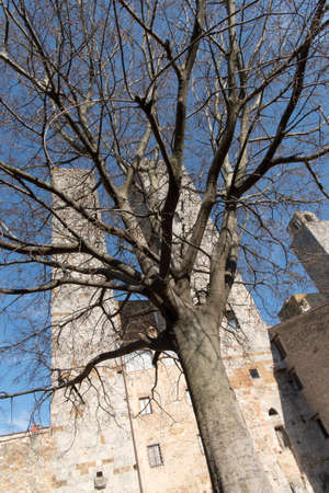 Towers of San Gimignano, UNESCO World Heritage Site, Tuscany, Italyの写真素材